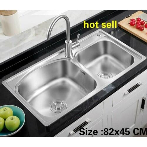 Free shipping Apartment 304 stainless steel standard kitchen double groove sink do the dishes 82x45 CM