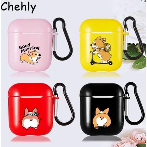 Corgi Case for Apple Airpods 1 2 Pro Shockproof Bluetooth Wireless Headphone Earphone Soft Silicone Protective Accessories Cover