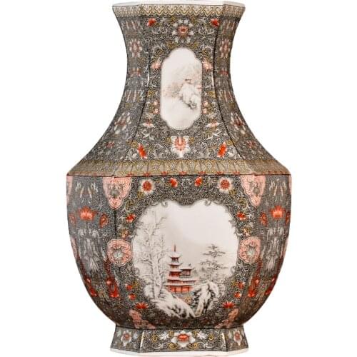 Jingdezhen enamel color ceramic vase furniture living room flower arrangement new Chinese style study porch decoration vases