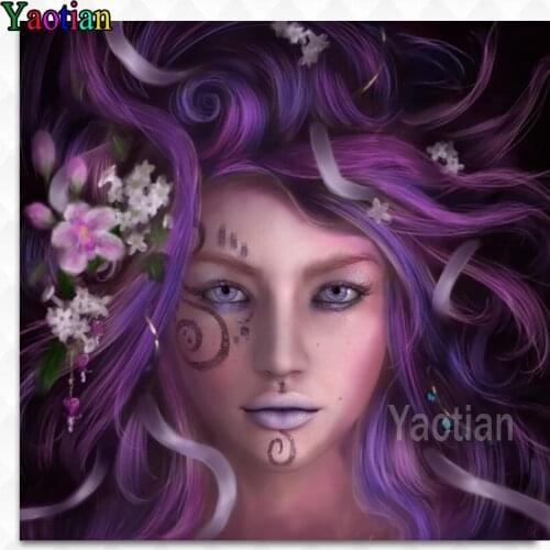 Flower Woman Diamond Embroidery DIY 5D Diamond Painting Full Square Round Rhinestone Picture Diamond Mosaic Beadwork