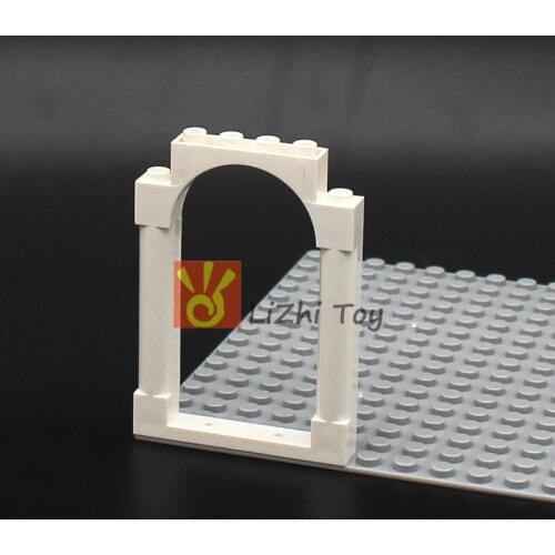 MOC Door Frame 1x6x7 Rounded Pillars with Top Arch and Notches DIY Bricks Building Blocks Parts Compatible City Street View