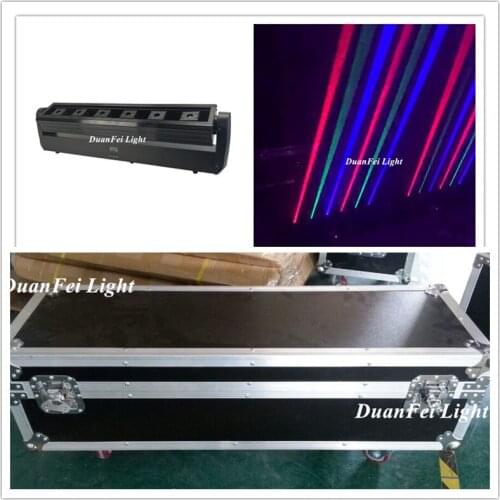Flycase)8lot RGB beam dmx 6 eyes moving head laser lights stage equipment DJ lights Laser Bar Light