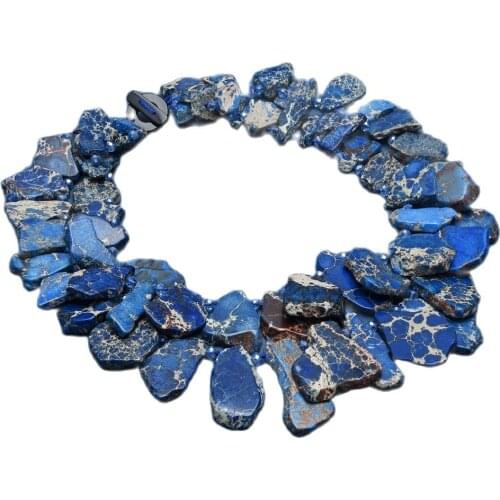GG Jewelry 22'' 2 Strands Natural Blue Sea Sediment Imperial Jaspers Crystal Necklace For Women