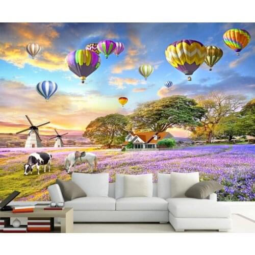 Customized 3D mural wallpaper dreamland flower sea ranch landscape painting oil painting background wall decoration painting