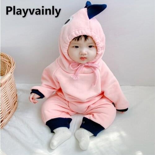 2021 New Autumn Kids Boys Girls Romper Long Sleeves One Piece Cartoon Dinosaur Hooded Jumpsuit Newborn Outwear Clothes E3300