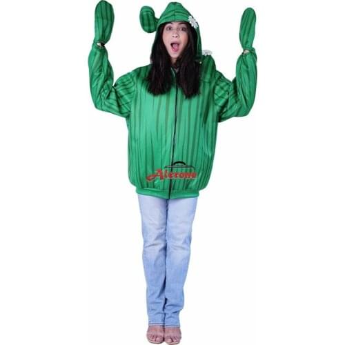 Cosplay Cactus Adult Green Plant Jumpsuit Funny Clothes Halloween Carnival Costumes