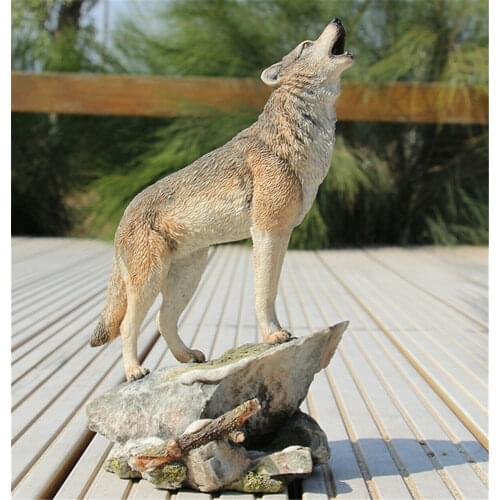 JJM Wolf Coyote Model Animal Figure Educational for Children Adults Kids Gift Resin Toy Collector Decor Base Gift Canis lupus