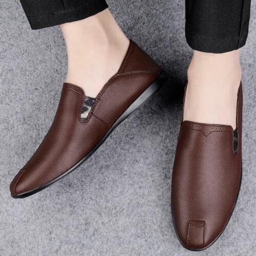 Genuine Leather Men Casual Shoes Luxury Brand Mens Loafers Moccasins Breathable Slip on Black Driving Shoes Plus Size 37-45