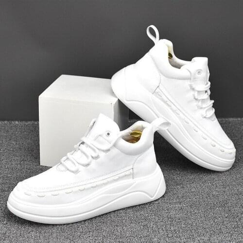 Spring Fall New Arrival Mens White Casual Shoes British Fashion Flat Platform Trending Leisure Zapatillas Hombre 38-43 ERRFC