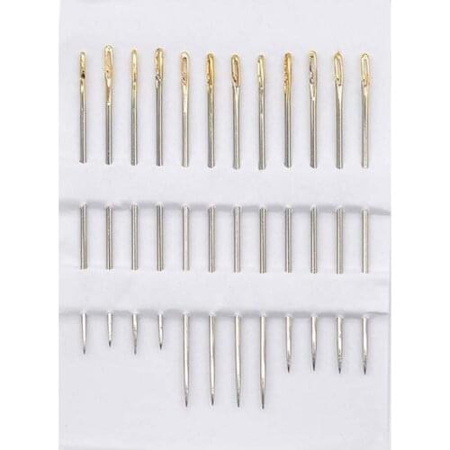 Fashion 12Pcs Thick Big Eye Sewing Self-Threading Needles Set Embroidery Hand Sewing