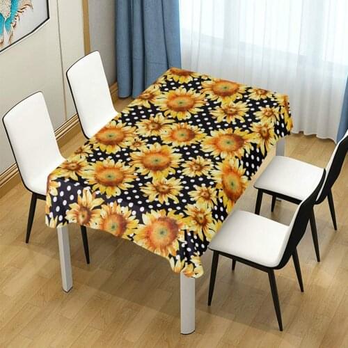 Sunflower Floral Polka Dot Table Cloth Square Table Cover