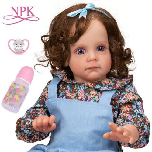 NPK 60CM Maggie Rooted Long Curly hair Handmade High Quality Reborn Toddler Detailed Lifelike Painting Collectible Art Doll