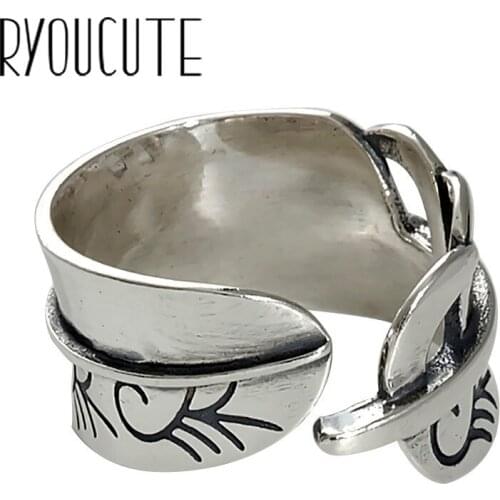 Punk Vintage Silver Color Large Leaf Rings For Women Men Gothic Antique Jewelry Anillos 2020