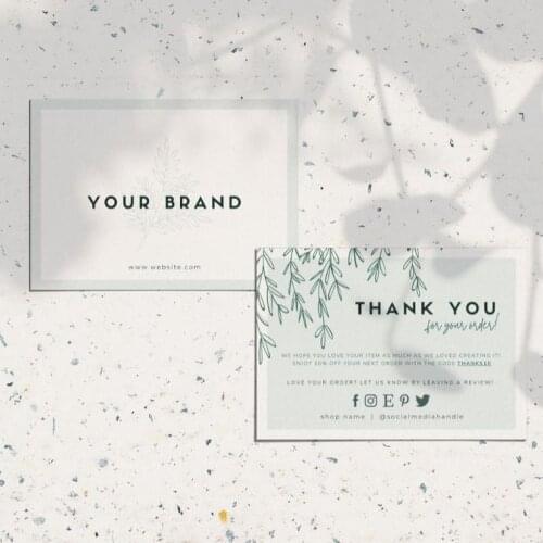 Personalized Modern Small Business Thank You Template Custom Business Thank You Card Insert card Simple Shop Packaging Card