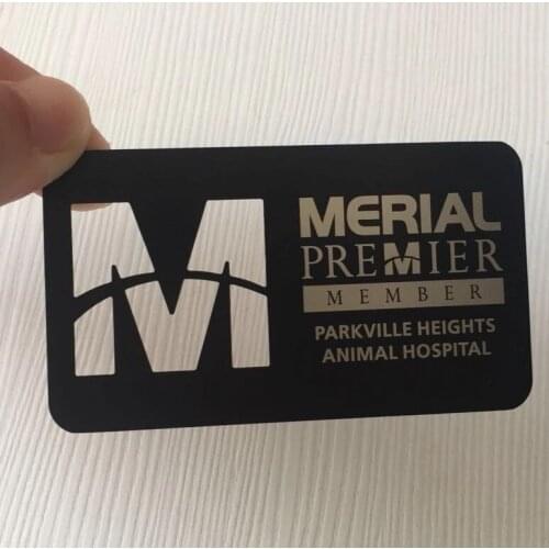 Custom Classy Matte Black Finish Etched Stainless Steel Hollow-out Business Cards Metal Business Cards