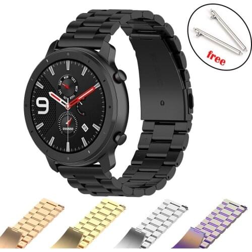20mm Black Metal Watch Band For Samsung Galaxy Watch3 Active Active2 Active3 Stainless Steel Straps with Quick Fit Spring Bar
