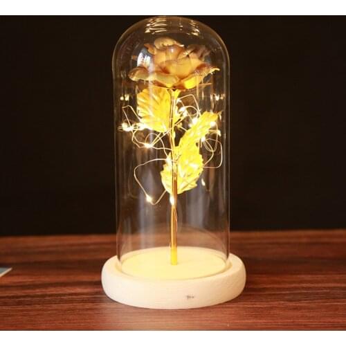 Beauty And The Beast Rose Rose In LED Glass Dome Forever Rose Red Rose Mothers Day Valentines Day Gift Wedding Decoration