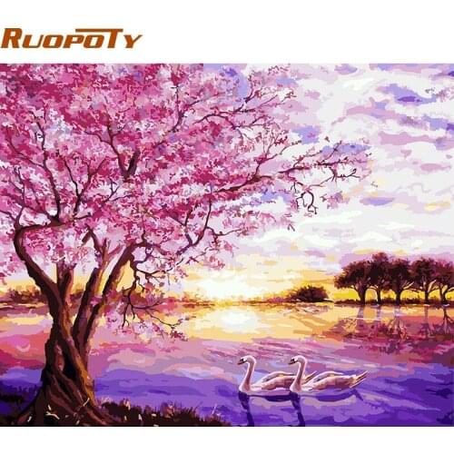 RUOPOTY Frame Romantic Love DIY Painting By Numbers Landscape Picture Calligraphy Painting For Wedding Decoration Drop Shipping