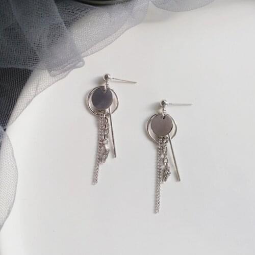 Mihan S925 needle Metal Earrings Popular Style Fashion Jewelry Round Disc Circle Chain Dangle Drop Earrings Girl Party Gifts