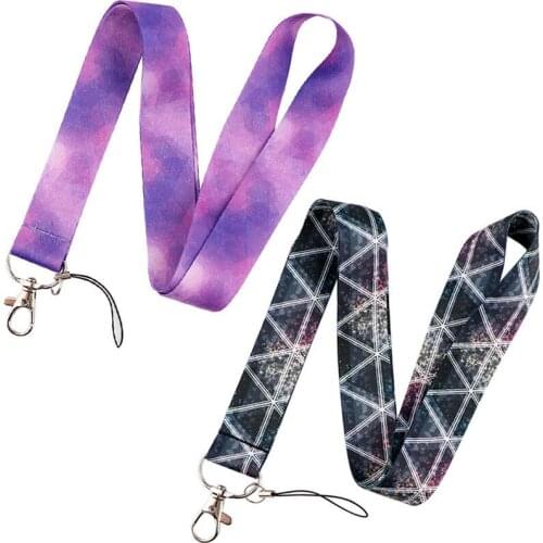 Starry sky Keychain geometry triangle Lanyard Neck Strap for Key ID Card Straps Badge Holder DIY Hanging Rope Neckband