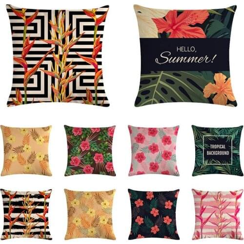 Tropical Decoration Print Cactus Monstera Cushion Cover Linen Throw Pillow Sofa Home Decorative Pillowcase Dropshipping ZY1054