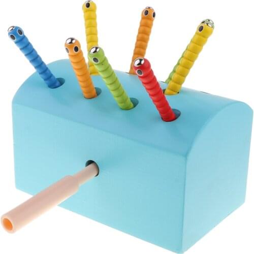 Fun Wooden Fishing Insect Worm Game Kid Educational Montessori Toys