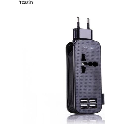 INGMAYA USB Charger 4 Port 4.2A Strip 1 Outlet AC Socket For iPhone 5S 6 6S Se 7 Plus Samsung Huawei ZTE Xiaomi Nexus AC Adapter