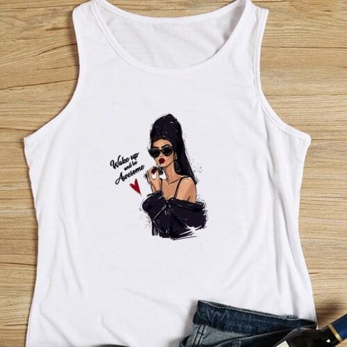 Women Beauty Printing Fashion Casual 90s Tank Tops Clothing Sleeveless Tee Sexy Summer Print Female Clothes Tops Vest Streetwear