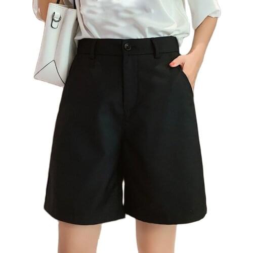 Plus Size Shorts Women High Waist Vintage Wide Leg Suits Shorts Womens Clothing Elegant Straight For Ladies Casual 2021 Summer