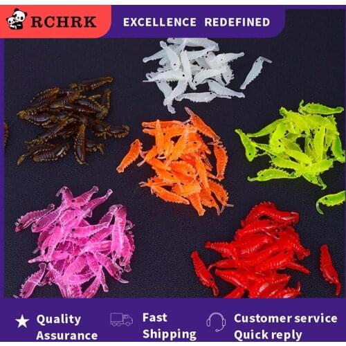 100pcs Soft Silicone Shrimp Fishing Lures 2.7cm 0.3g Small Light Green Freshwater Fishing Glow Shrimp Bait Carp Fishing pesca