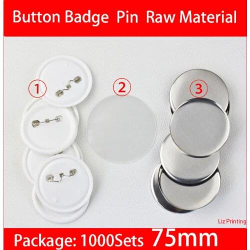 1000Sets/Carton 75mm DIY PIN Button Badge Blank Raw Material button badge Pin supplies parts
