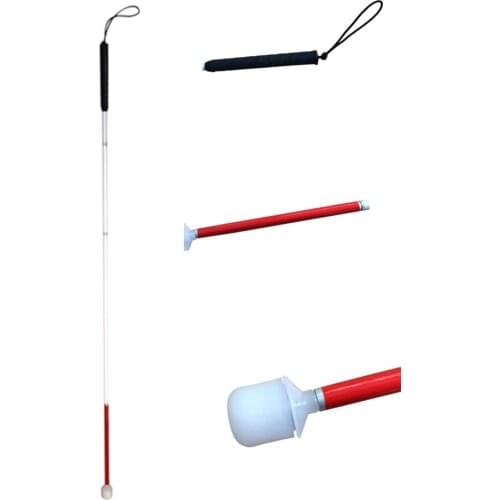 125cm White Head Angle 360 Rotating Wheel Blind Guide Cane Thickened Aluminum Alloy Folding Blind Guide Stick Guide Rod 125cm W