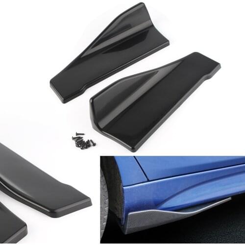 48cm Car Rear Side Skirt Bumper Lip Skid Scuff Scrape Protector Strip Spliter 2Pcs Glossy Black Auto Accessories