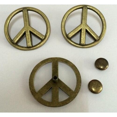 30PCS 25MM Bronze Peace Symbols Rivet Punk Spike Round Studs Spikes Shoes Belt Bag Bracelets Accessories Leather Craft