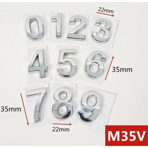 35mm House Number House Hotel Door Plate Address Digits Sticker Door Sign Silver Color