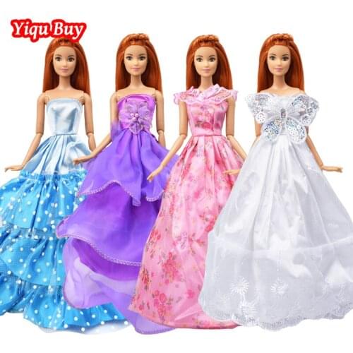 4 Pcs/set Noble Wedding Dress Princess Gown Beautiful Party Clothes Various Styles Evening Dress for 12 Inch Doll Accessories