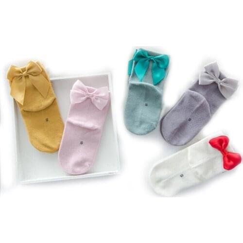 5 Pairs/pack sweet Baby Socks Fashion silk bowknot design princess socks Children Kids feetwear 0 to 8t baby legwarmer