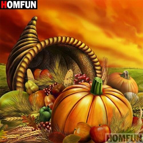 HOMFUN Diamond Embroidery "Pumpkin fruit" Pattern DIY 5D Diamond Painting Needlework Cross Stitch Full Drill Painting A30021