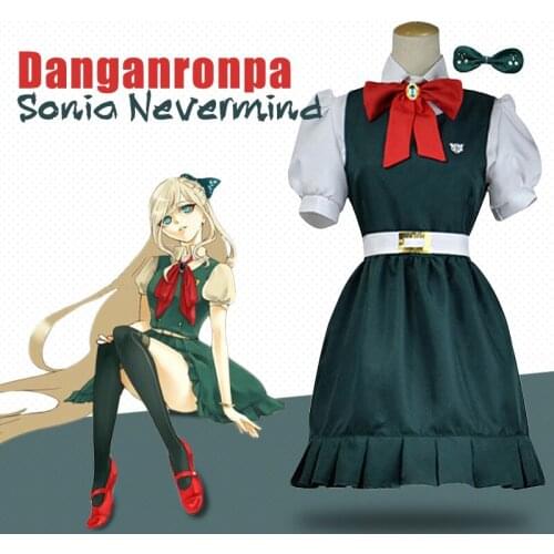 Anime Danganronpa 2: Sayonara Zetsubou Gakuen Sonia Nevermind Cosplay Costumes Green Dress Wig Halloween For Women Party Decor