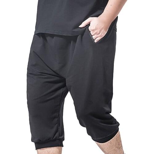 Summer Plus size pants men 7XL waist 145cm 5XL 6XL Loose calf-length pants