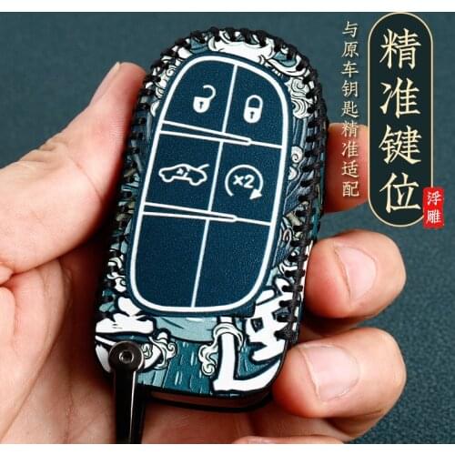 Genuine Leather Car Key Case for JEEP Renegade Compass Patriot Grand Cherokee Wrangler Liberty Remote Cover Chain Accessories