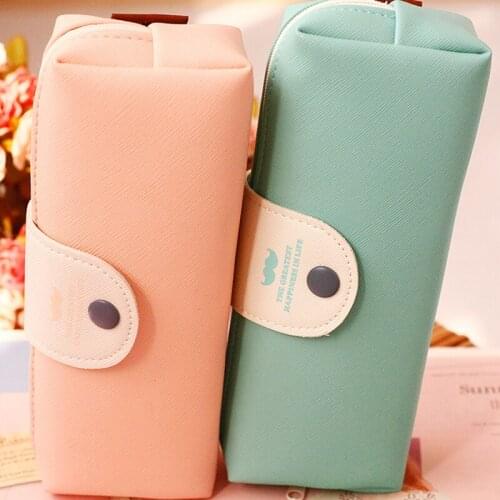 Hot Sell Portable Leather Makeup Cosmetic Bag Brush Pen Pencil Case Organizer Pouch Box S