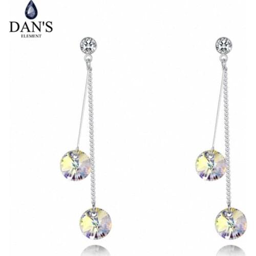 DANS Element Brand Real Austrian Crystals Fashion Heart trendy Dangle Earrings For Women Gift White Gold Color #131518