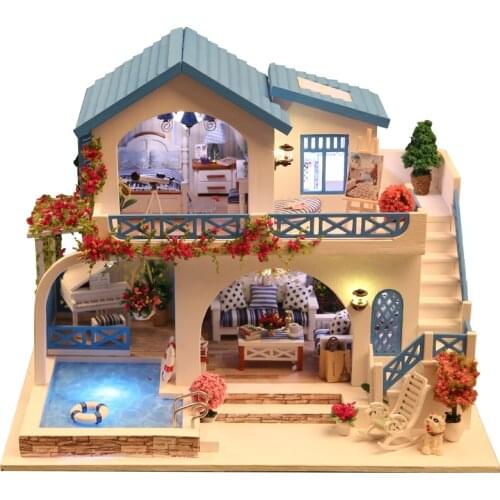 DIY Cute Doll House Furniture 3D Wooden Miniatures Dollhouse Toys Kids Handmade Assemble Toys For Children Girls Birthday Gifts