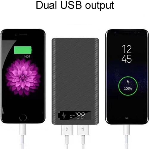 DIY mobile power battery box without welding 6pcs 18650 battery Type-C/Micro USB interface LCD screen power bank shell (M6)