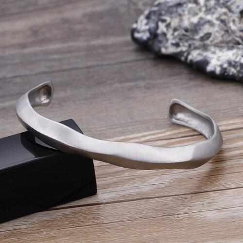 European and American trend minimalism black irregular titanium steel bracelet jewelry