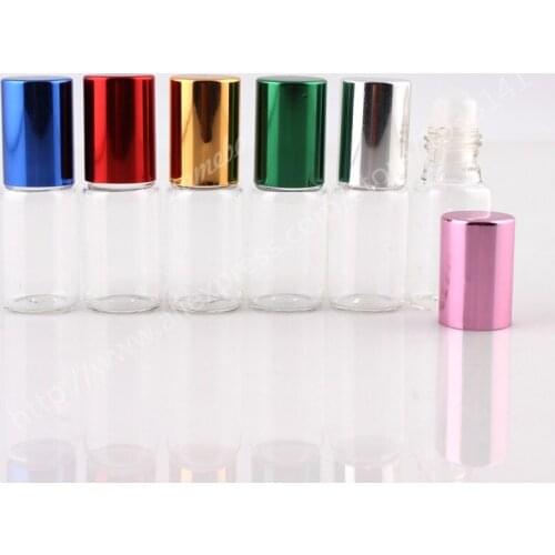 500pcs 5ml clear roll on roller bottles for essential oils roll-on refillable perfume bottle deodorant containers with lid