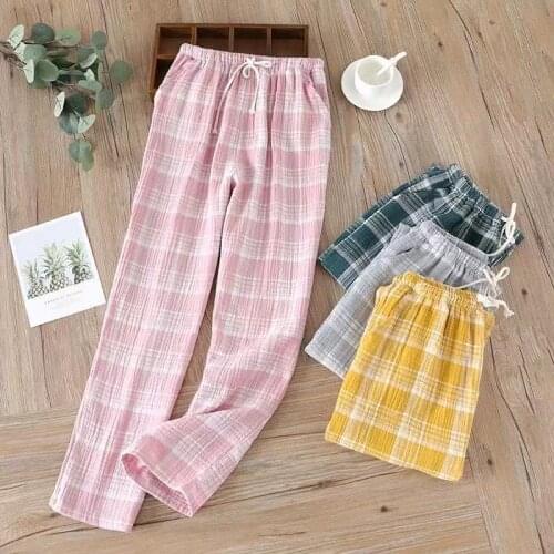 Cotton Pajama Sleepwear Pants Women Sleep Bottom Fashion Plaid Pyjamas Female Hot Sale Casual Double Sleep Home Trousers