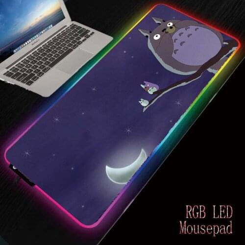 MRGBEST Anime Totoro RGB Gaming Mouse Pad Gamer laptop LED Lighting USB Large Mouse pads Colorful Non-slip Desk Pad Mice Mat