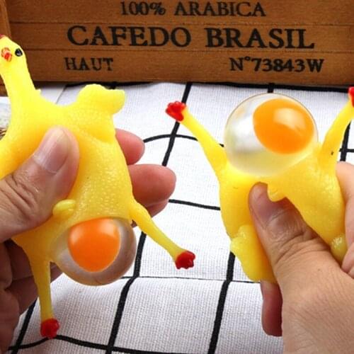 Fidget Toy Squeeze Laying Egg Keychain Stress Reducer Decompression Toy Anxiety Relief Keyrings Novelty Vent Anger Toys